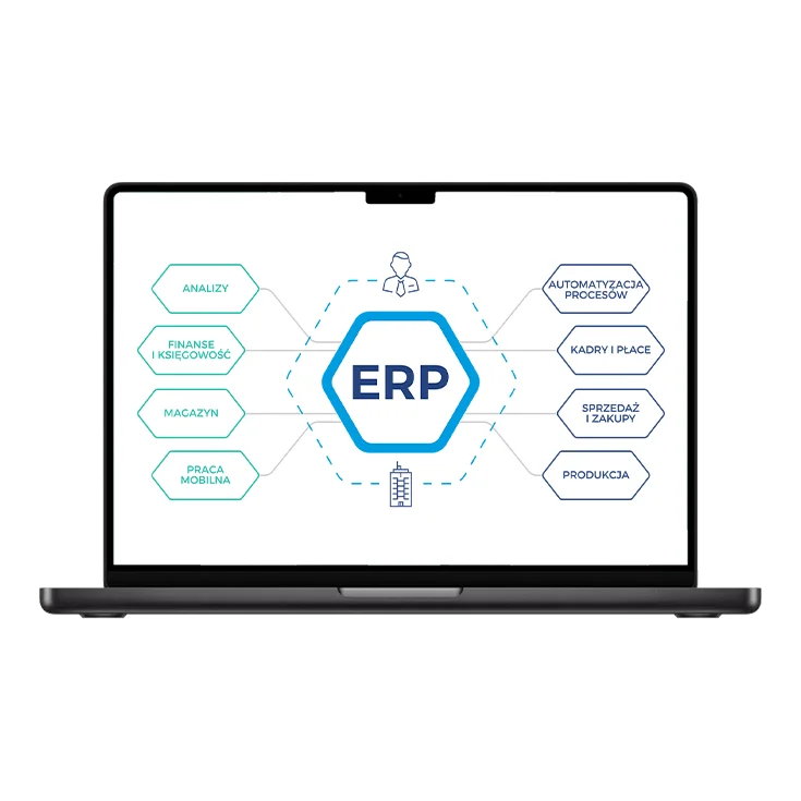 System ERP dla Synergia Group na ekranie laptopa